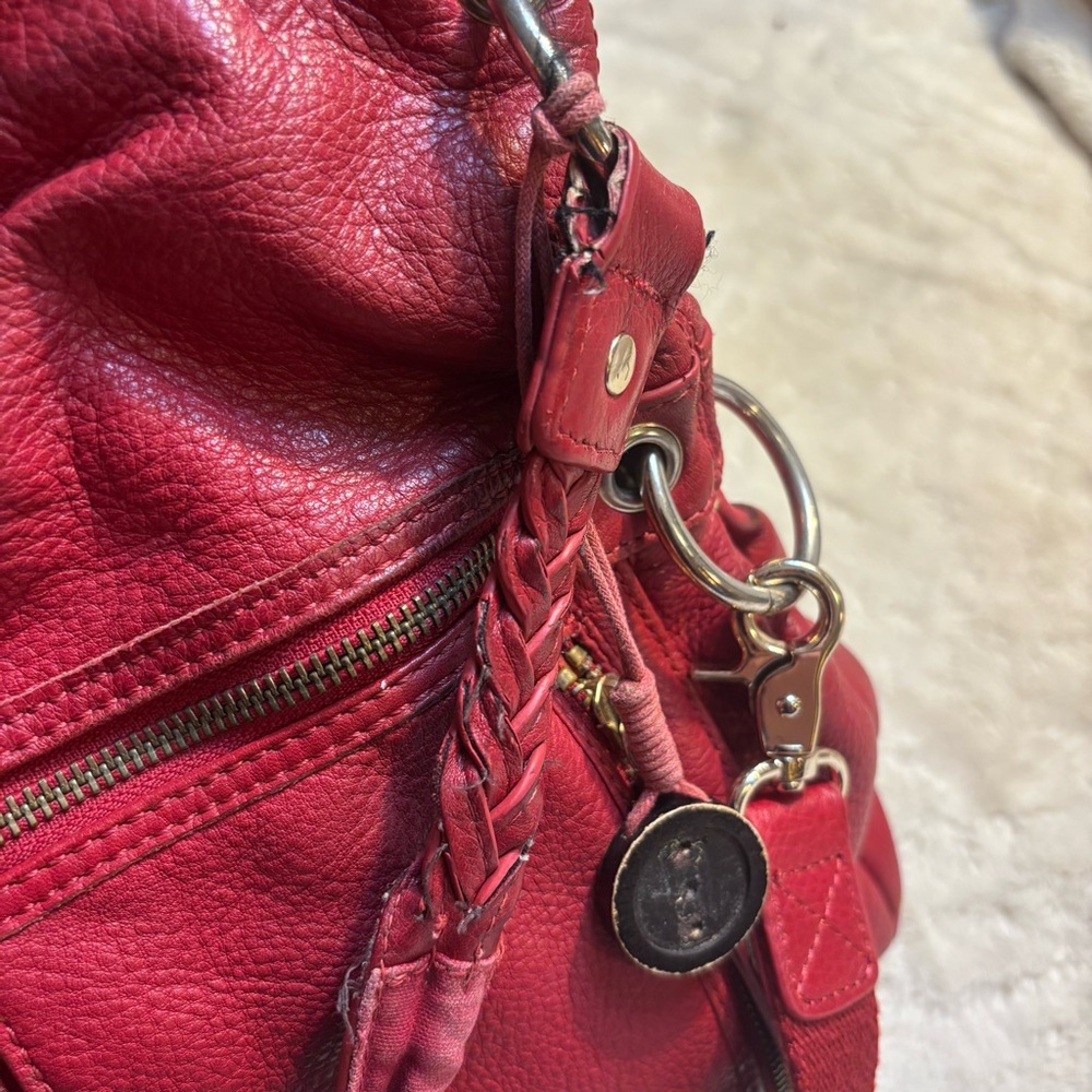 The Sak Bag Red Leather Convertible Shoulder Bag and Crossbody Braided Strap Y2K - Picture 8 of 15